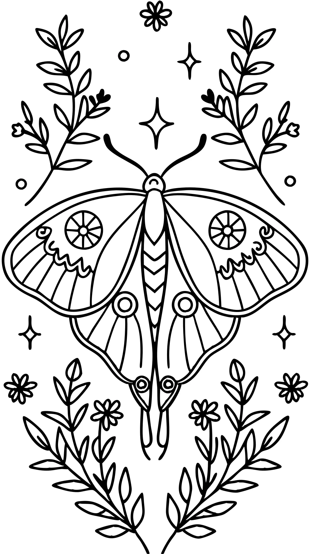 luna moth coloring page